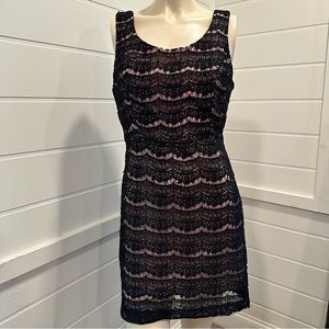 Forever 21 pink dress with black lace overlay